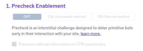 Precheck Enablement with enablement settings disabled
