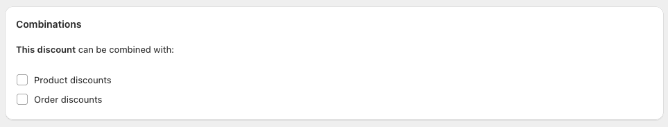 Combinations screenshot with checkbox options