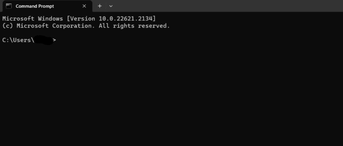Standard command prompt window.