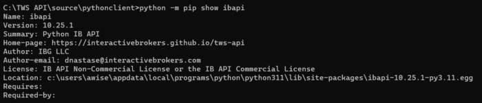 Result of pip command