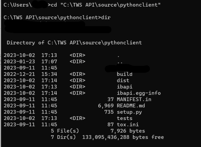 Contents of python source directory.