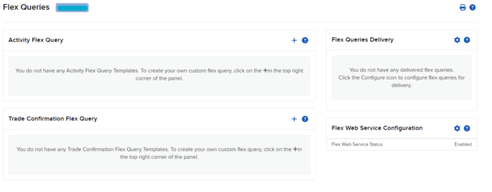 The Flex Query page of the Client Portal.