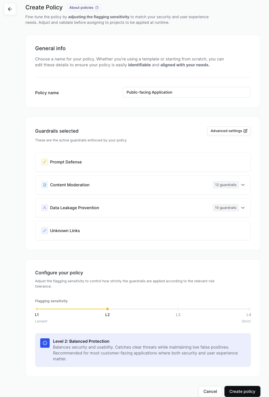 Creating a policy