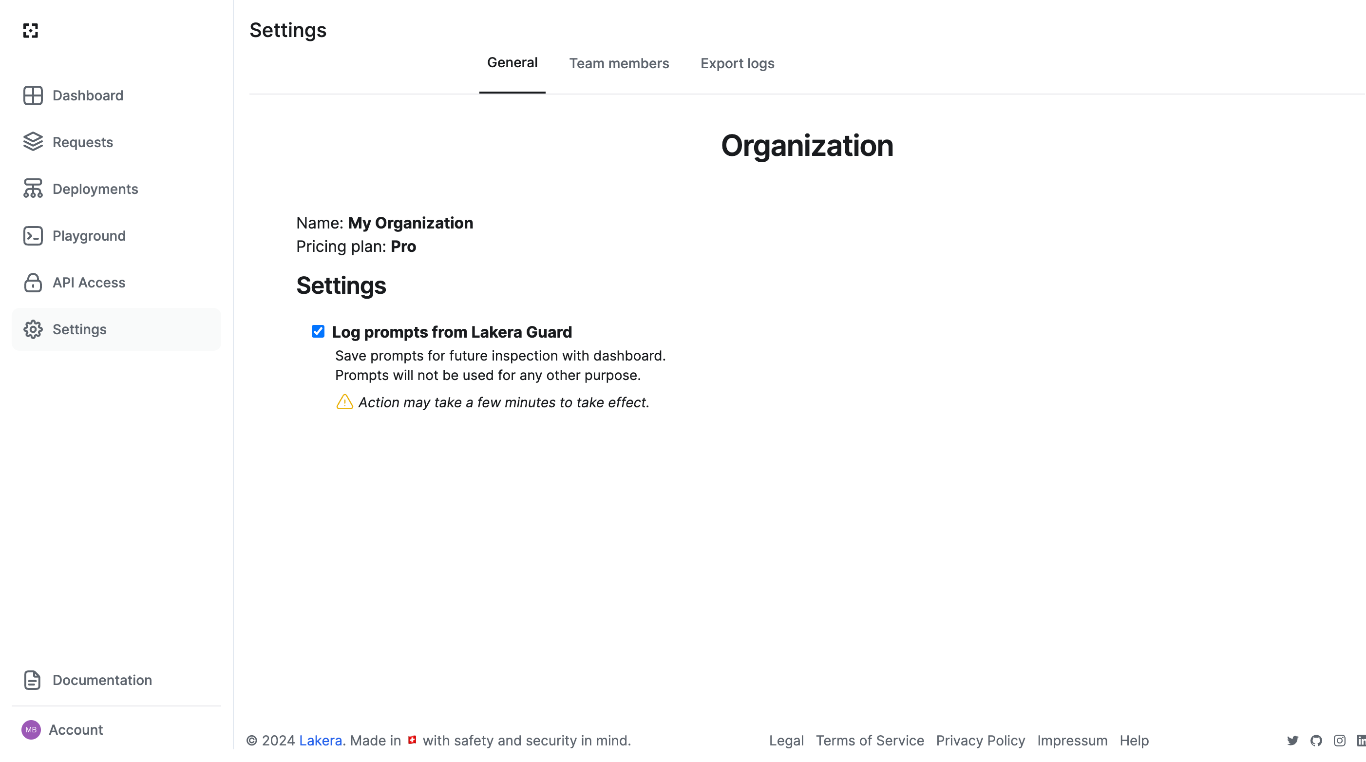 General settings
