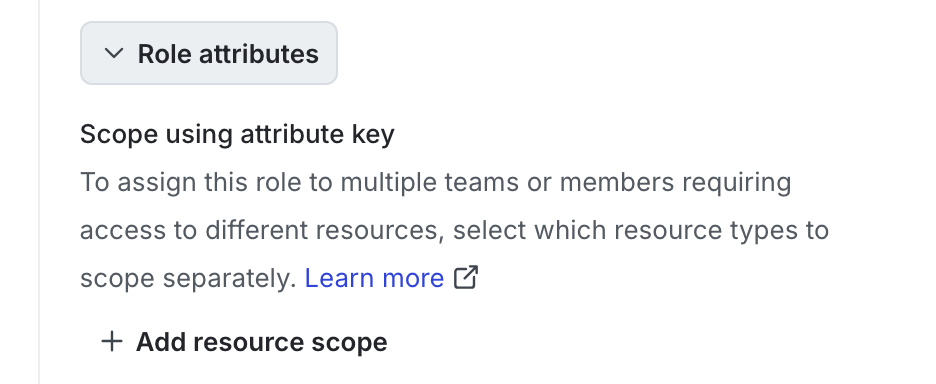 The "Role attributes" section of the "New role" page.