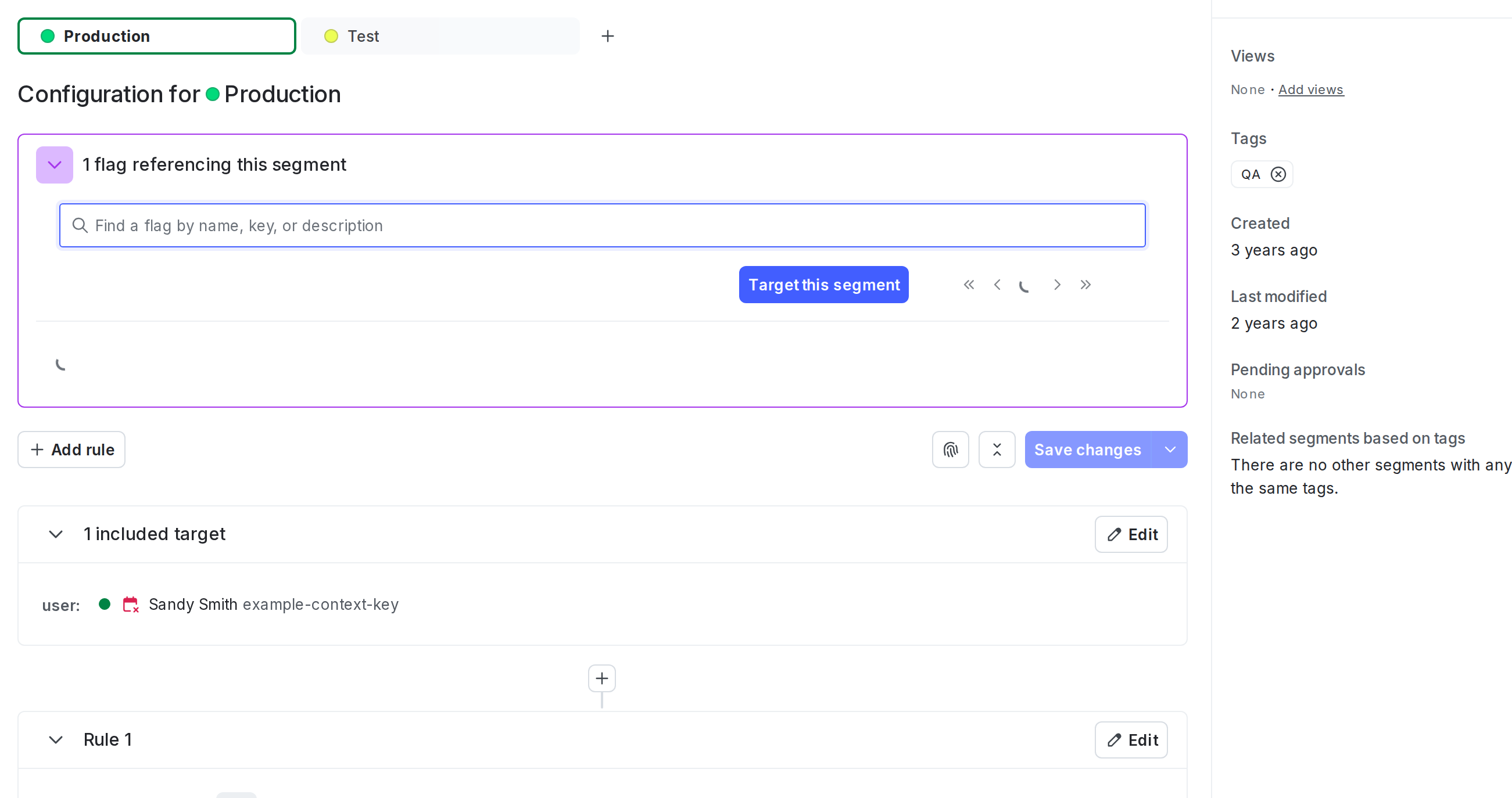 A segment's details page.