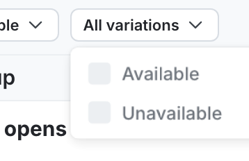 The filter options for an experiment.