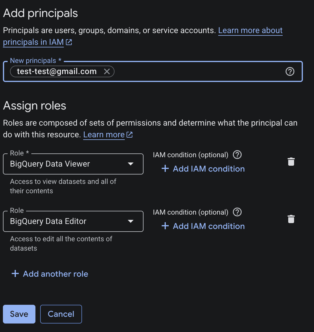 The "BigQuery Data Viewer" role.