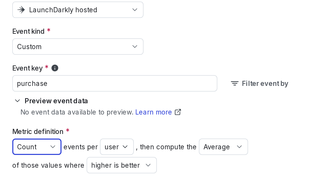 The metric creation dialog.