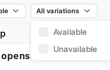 The filter options for an experiment.