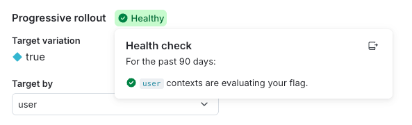 Health check status showing a healthy progressive rollout.
