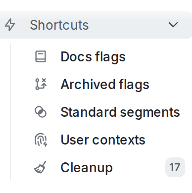 A list of shortcuts in the left sidebar.