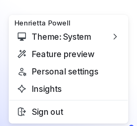 The account menu.