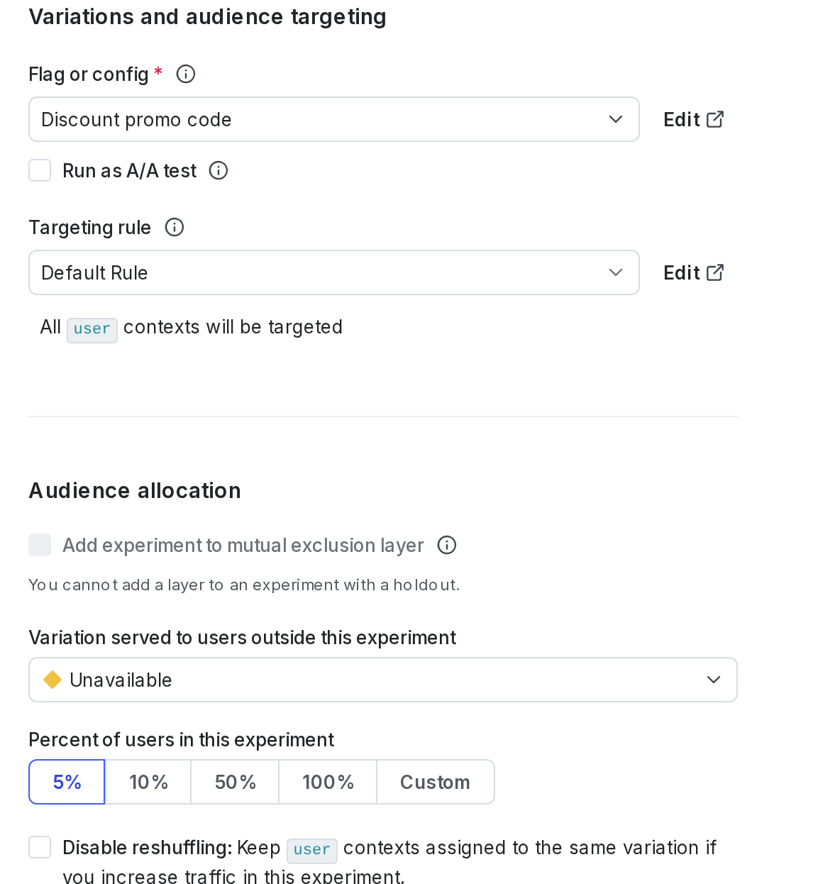 The "Audience targeting" section of a MAB.