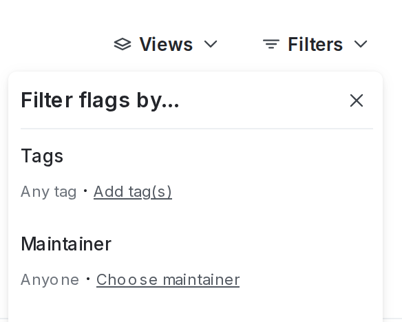 The filter menu for project-wide flag attributes.