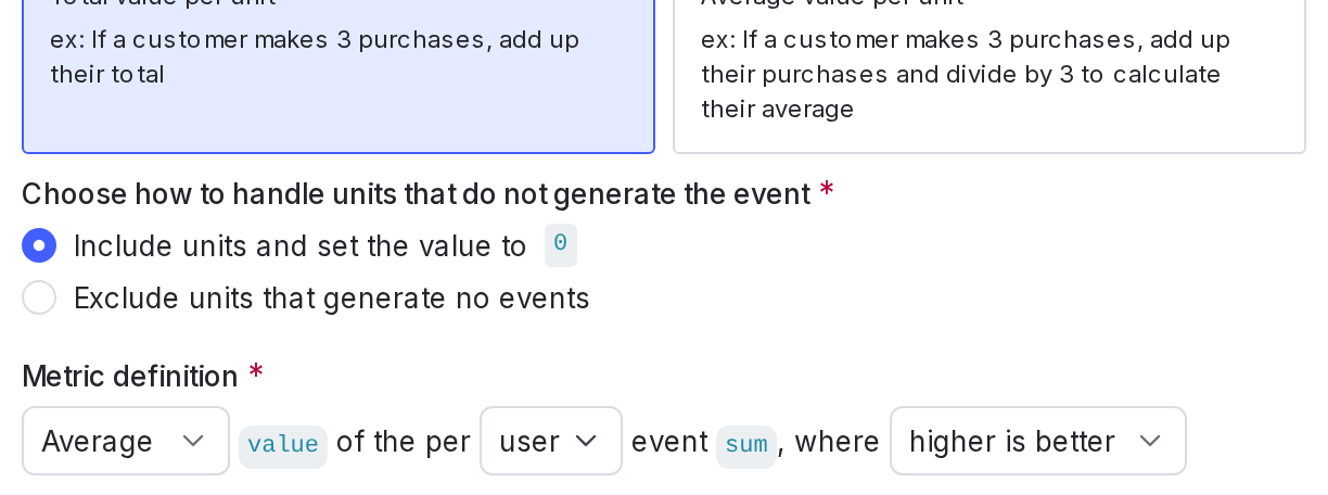 Configuring analysis method for numeric metric.