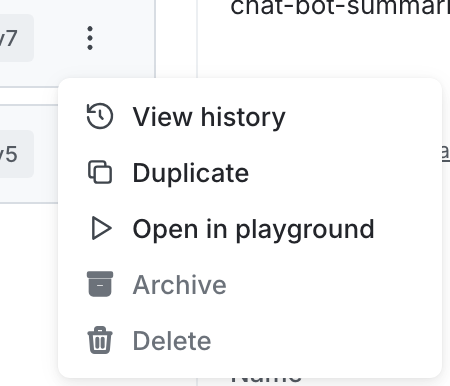 The overflow menu for a variation.