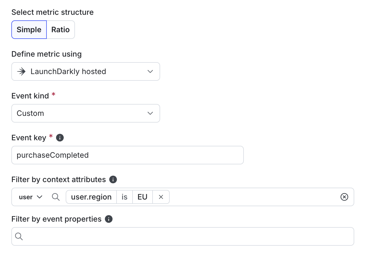 Filtering user context kinds where the region attribute is set to EU.