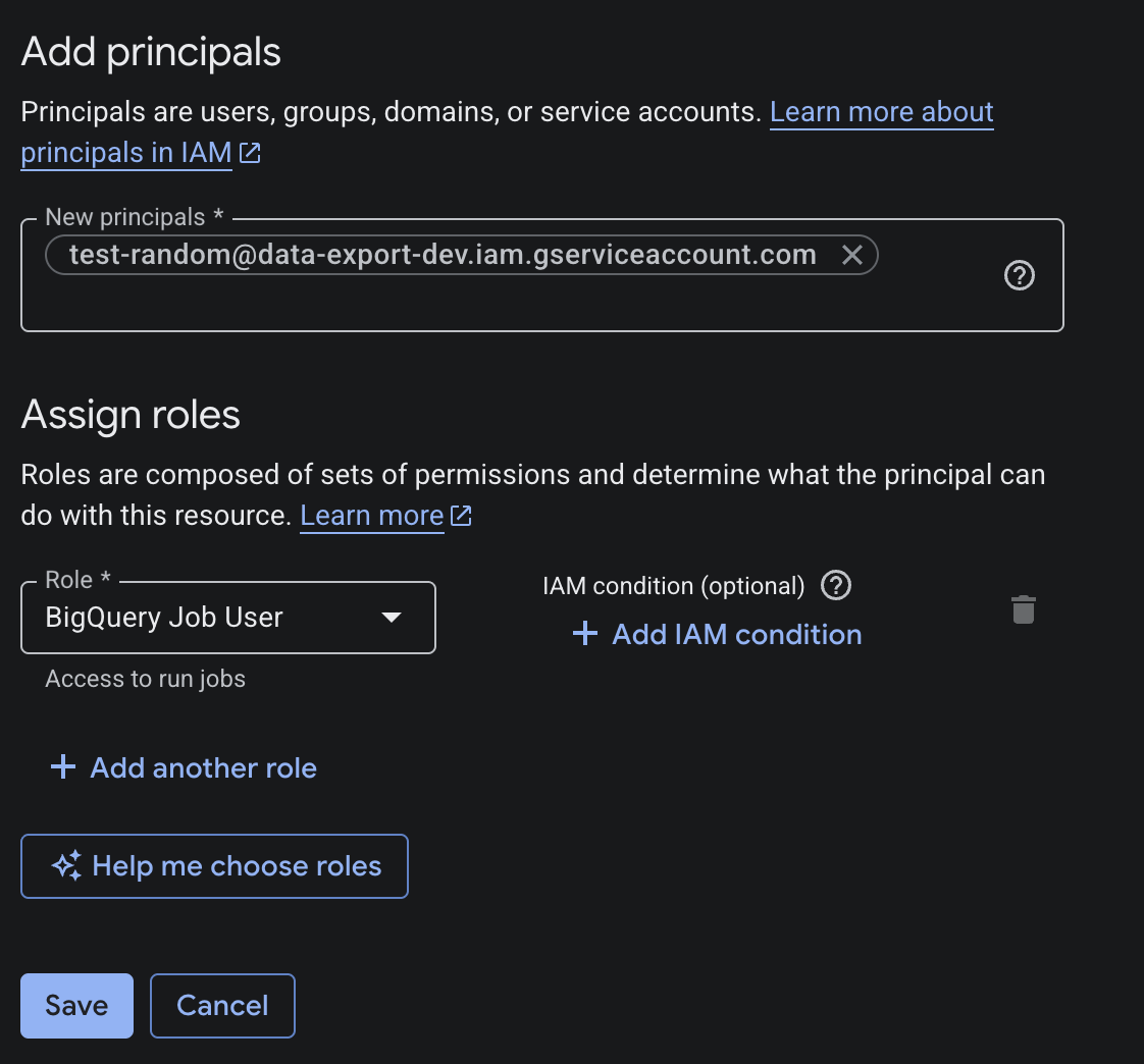 The "BigQuery Job User" role.