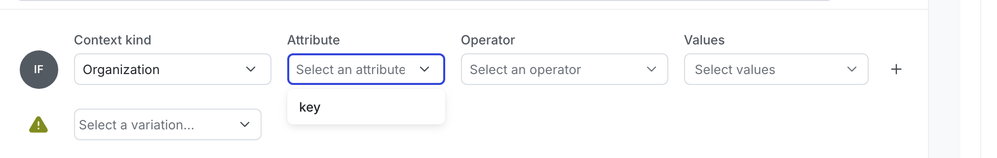 The "Attribute" menu, showing attributes for a user context.