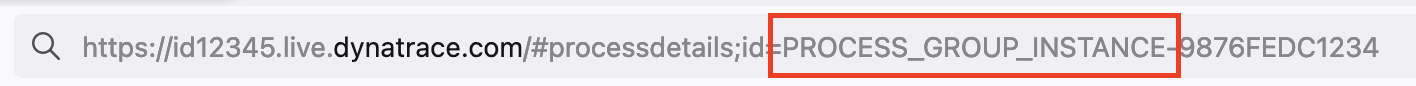 A Dynatrace URL with the entity type called out.