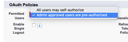 Changing the permitted users selection.