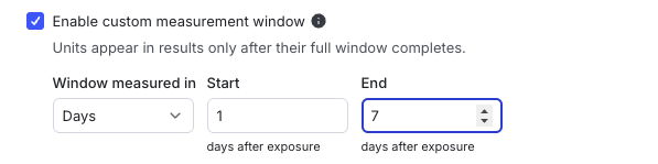 Configuring a metric measurement window.