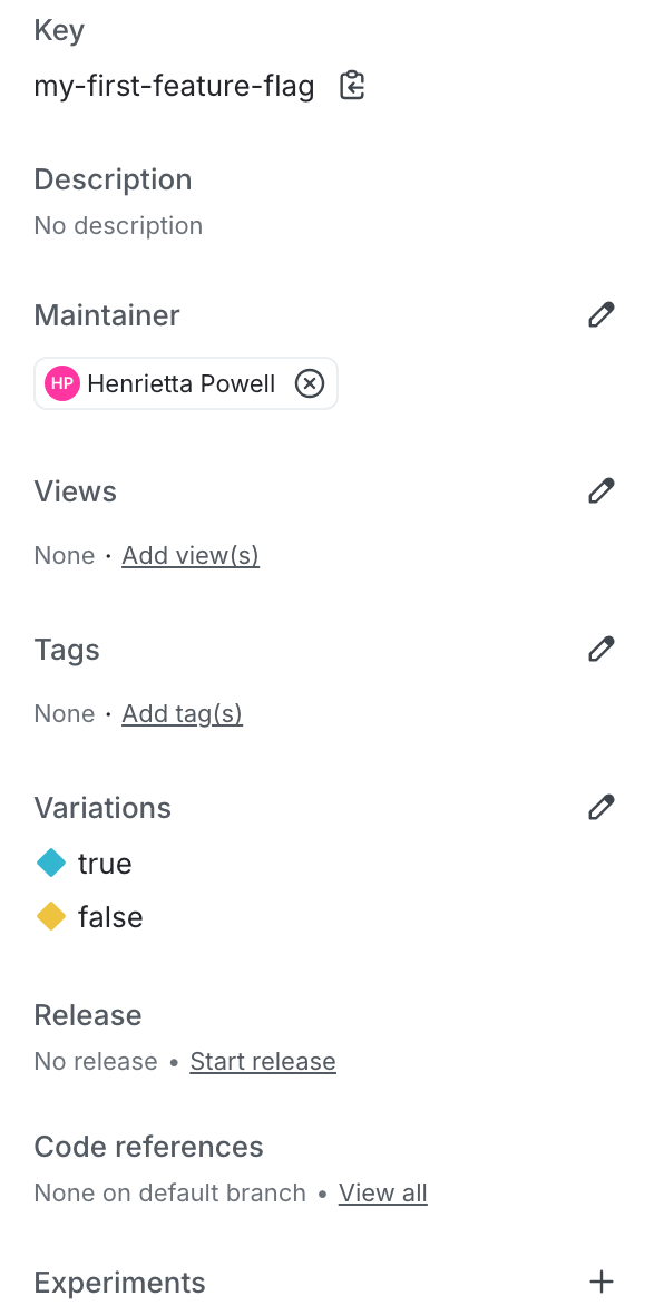 Settings in the right sidebar of a flag.