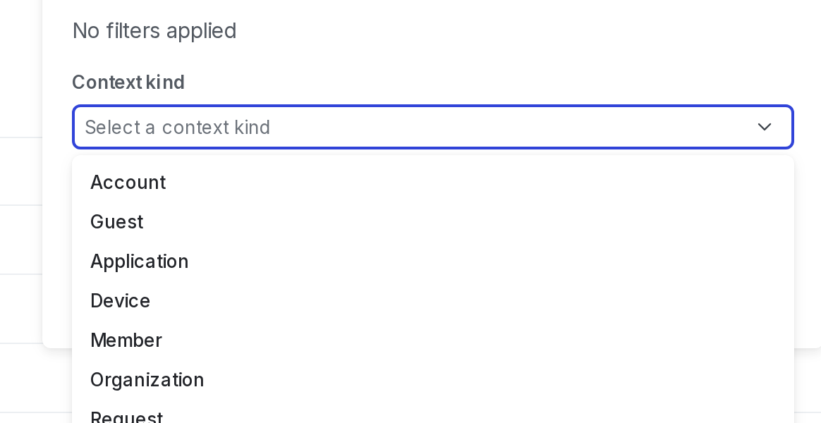 A search query for "user" context kinds.