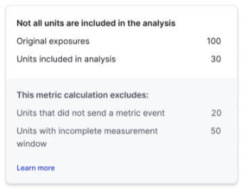 Metrics excluded from experiment results.