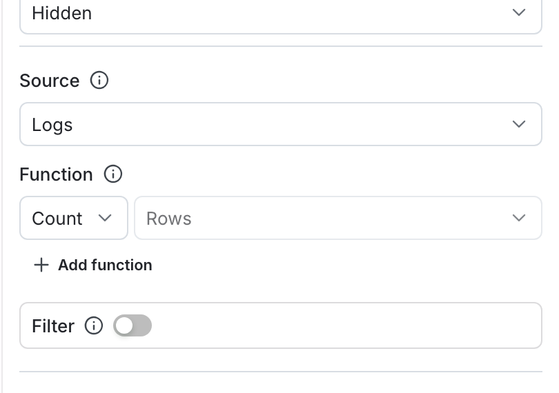 The query builder section of the add graph
panel.