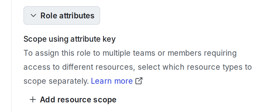 The "Role attributes" section of the "New role" page.