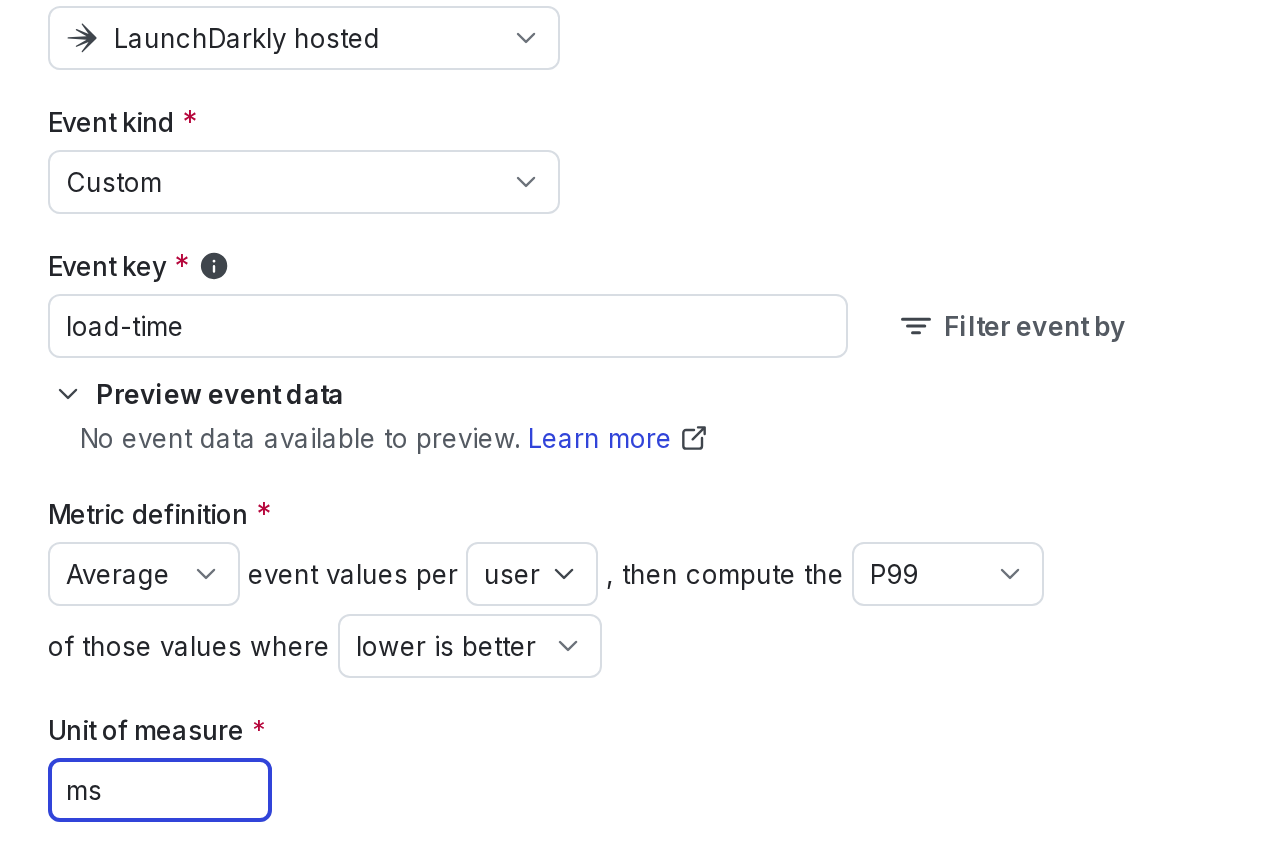 The metric creation dialog.