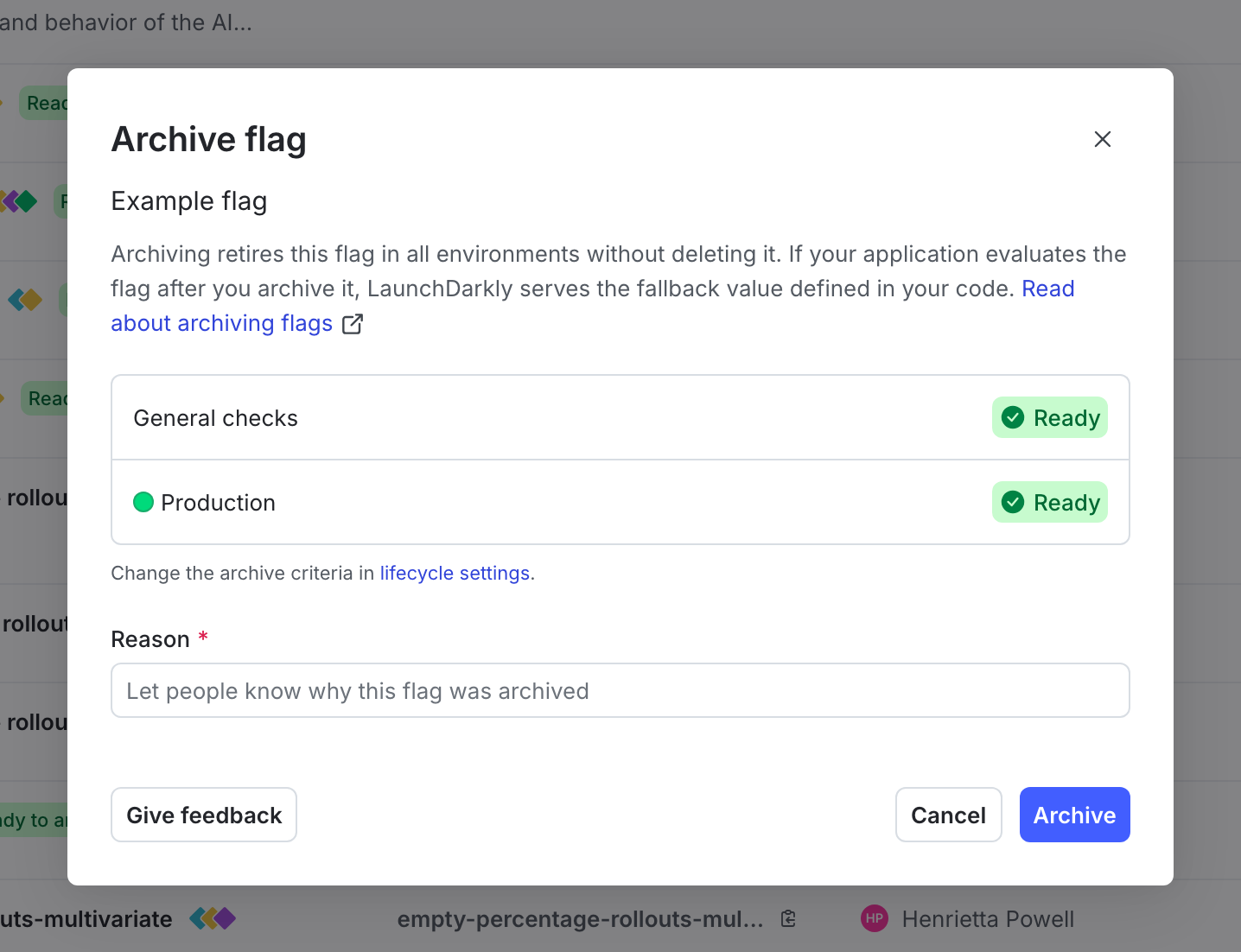 The archive dialog.