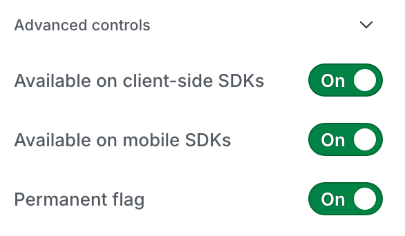 The "Advanced controls" section of a flag's right sidebar.