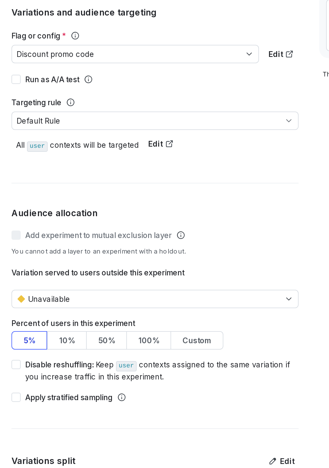 The "Audience targeting" section of a MAB.