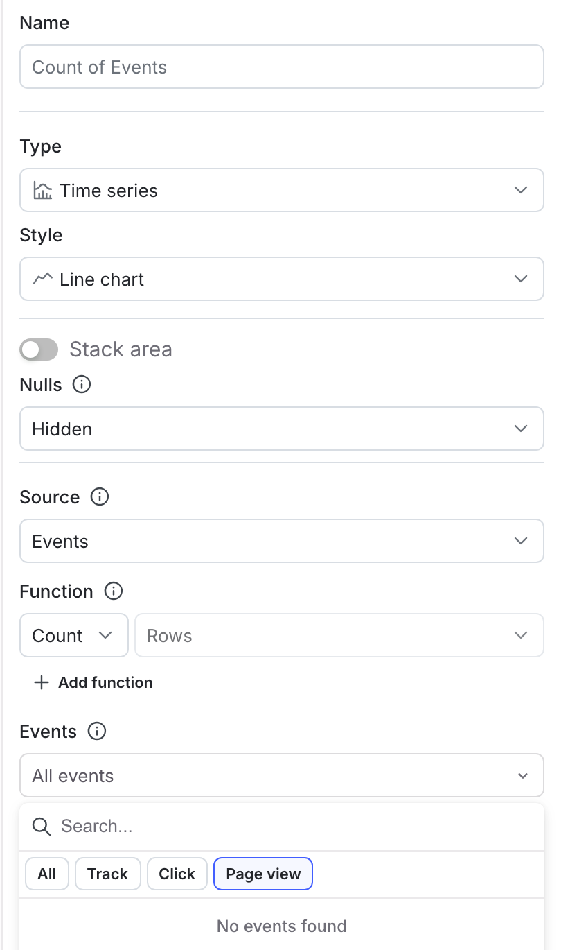 Filtering by product analytics attributes in a time series graph.