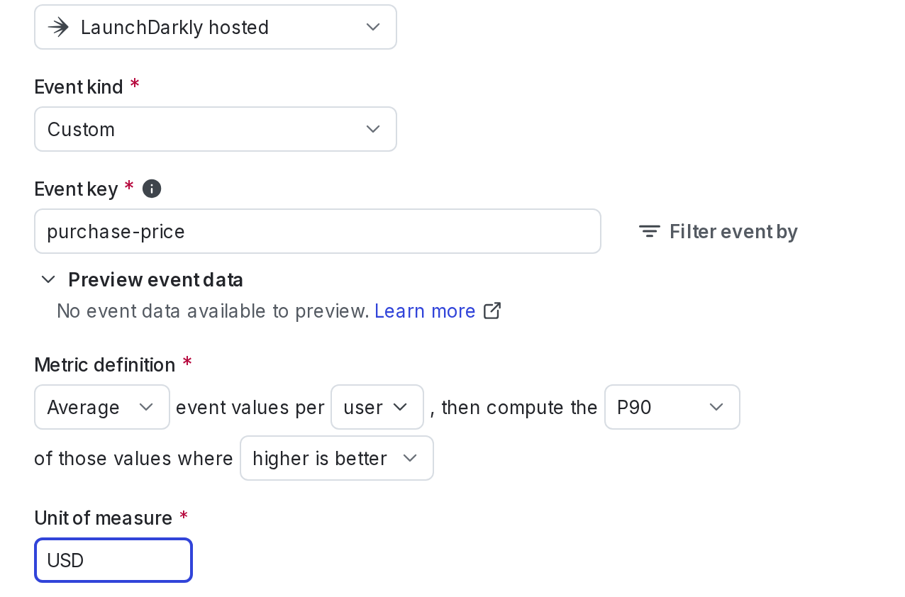 The metric creation dialog.