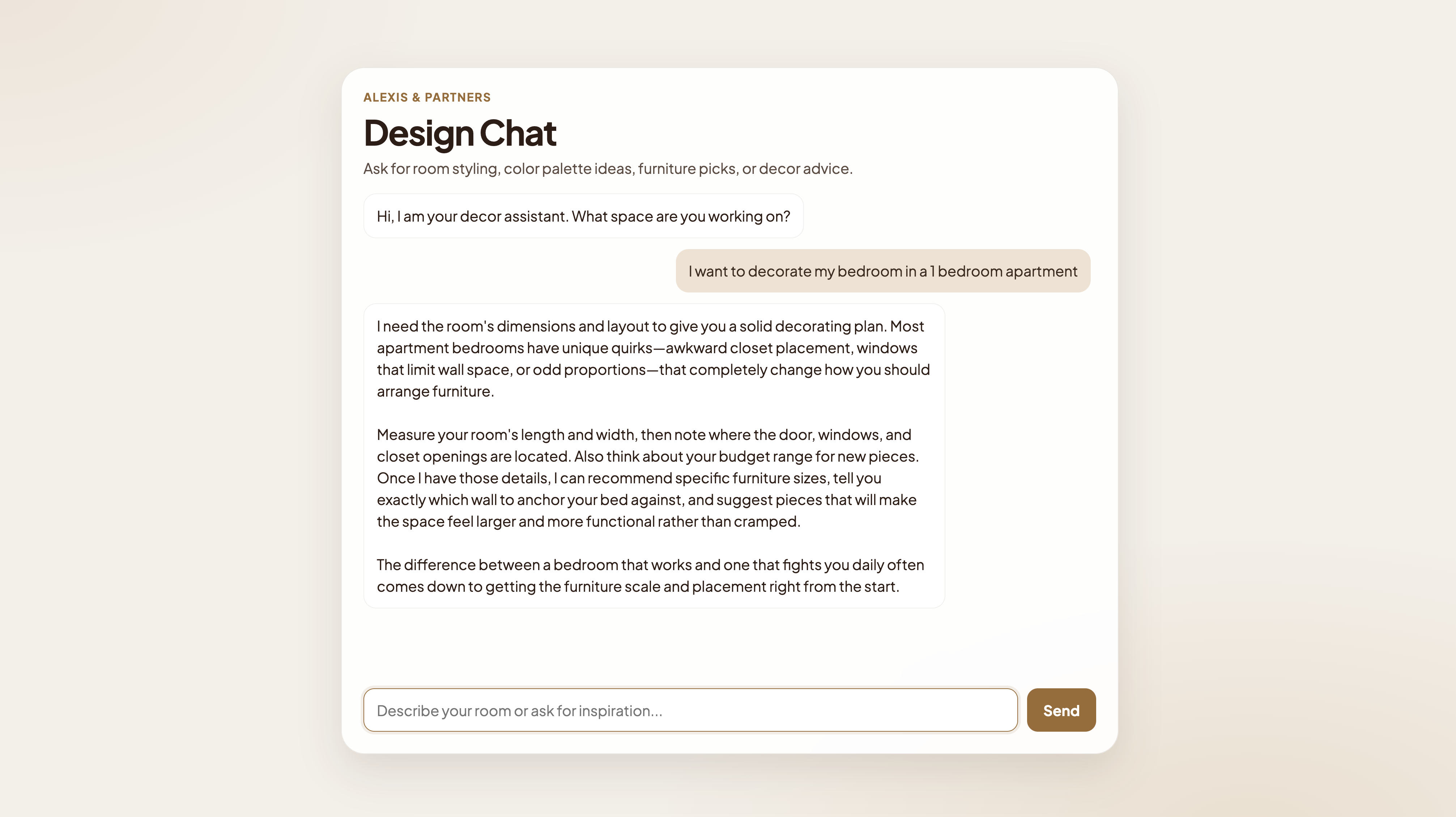 The Decor Agent chat UI.