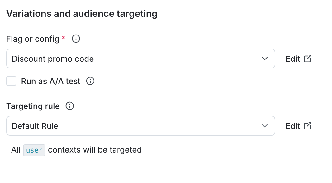 The "Audience targeting" section with the default rule chosen.