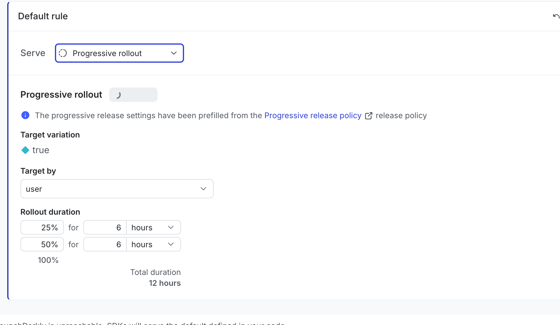 The progressive rollout configuration options for a flag's targeting rule.