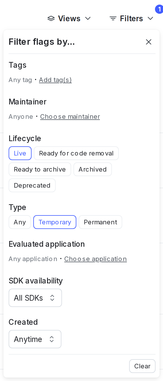 Two filters applied to the Flags list.