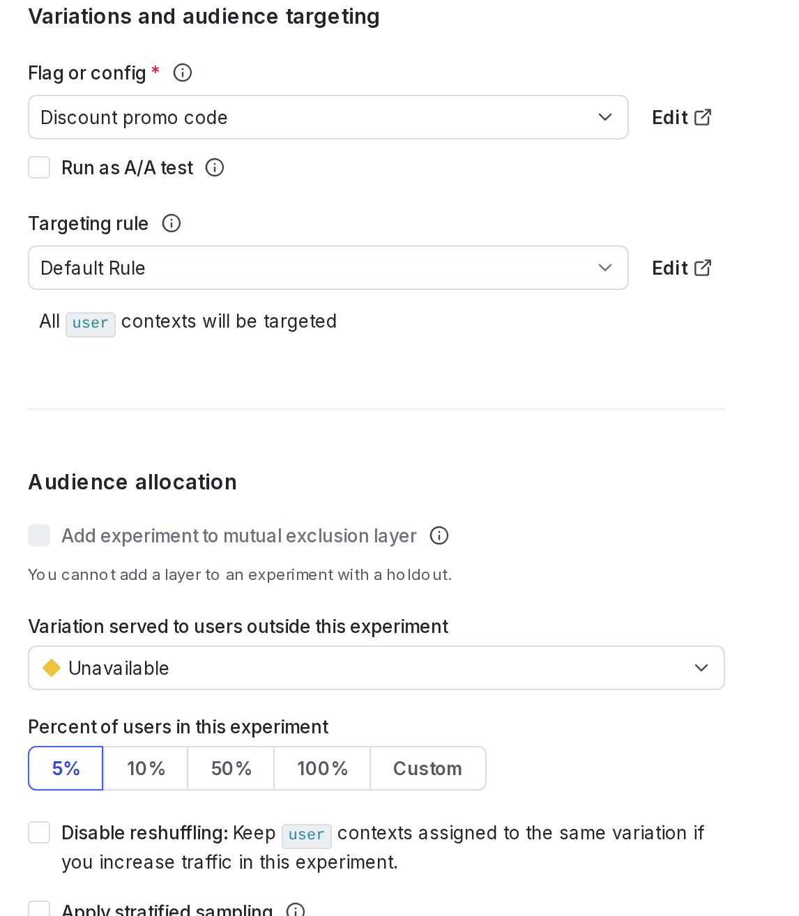 The "Audience targeting" section of a MAB.