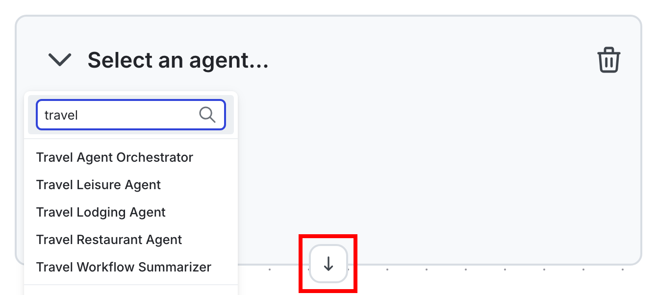 The downward-facing arrow button.