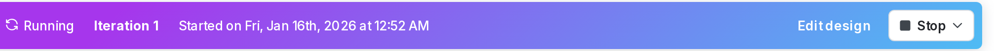 An experiment with the "Stop" button called out.