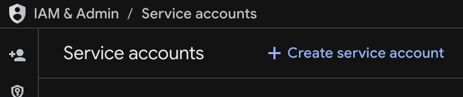 The "Create service account" option in BigQuery.