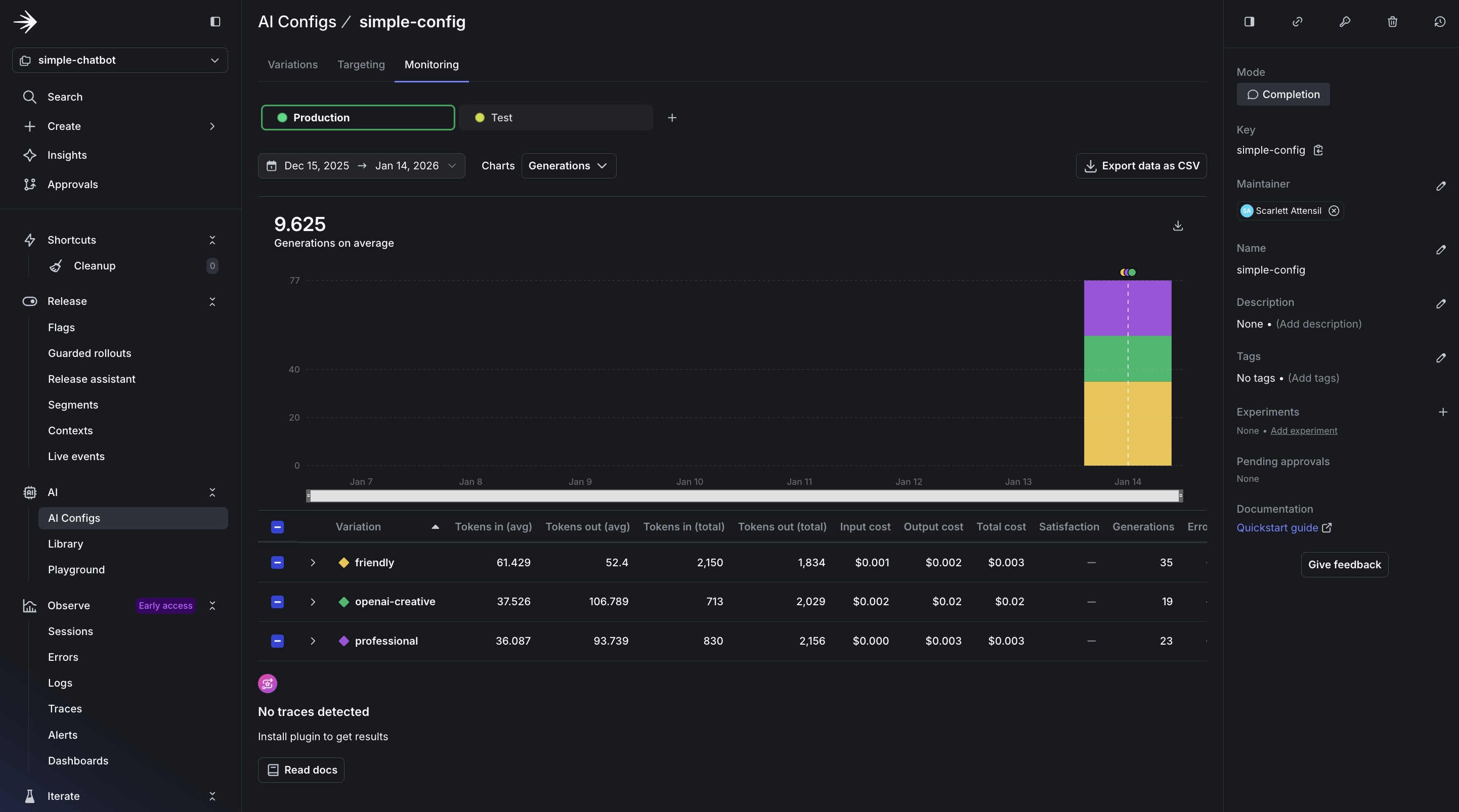 AgentControl config monitoring dashboard overview