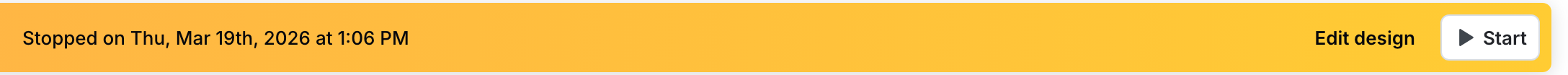 An experiment with the "Start" button called out.