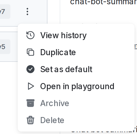 The overflow menu for a variation.