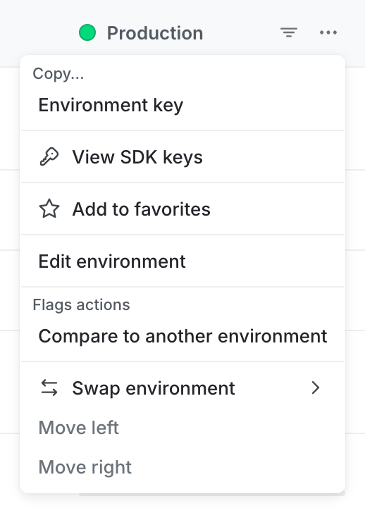 The environment overflow menu.